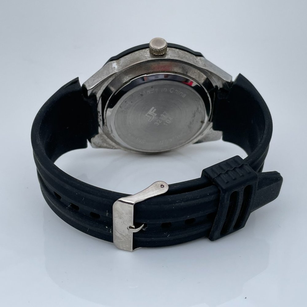 JF J Ferrar Men Watch Black Rubber Band Analog Wrist Watch - Picture 10 of 11